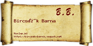 Bircsák Barna névjegykártya