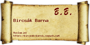 Bircsák Barna névjegykártya